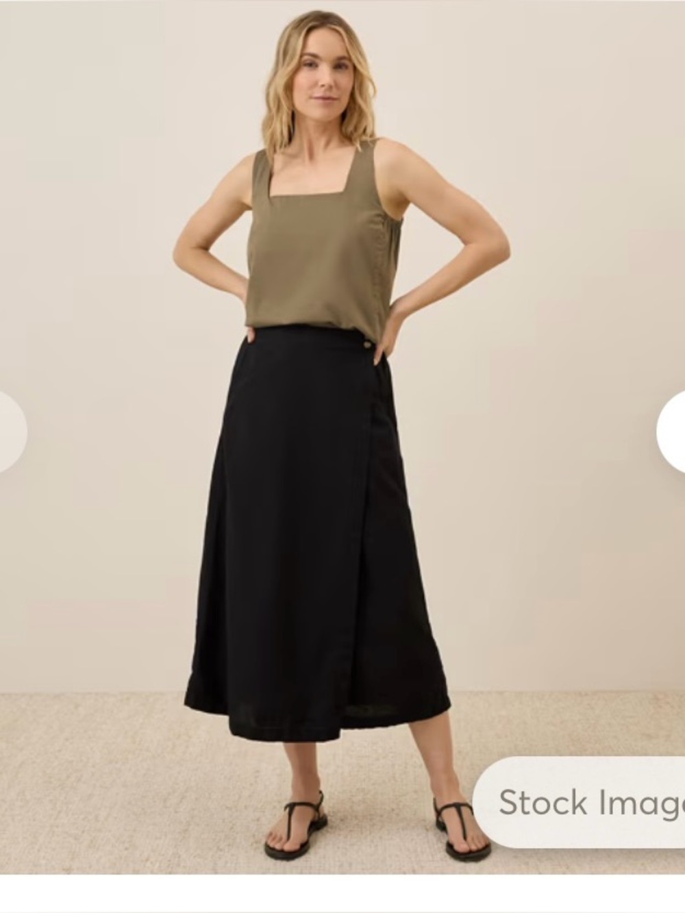Pact Black A-Line Organic Linen Blend Wrap Skirt